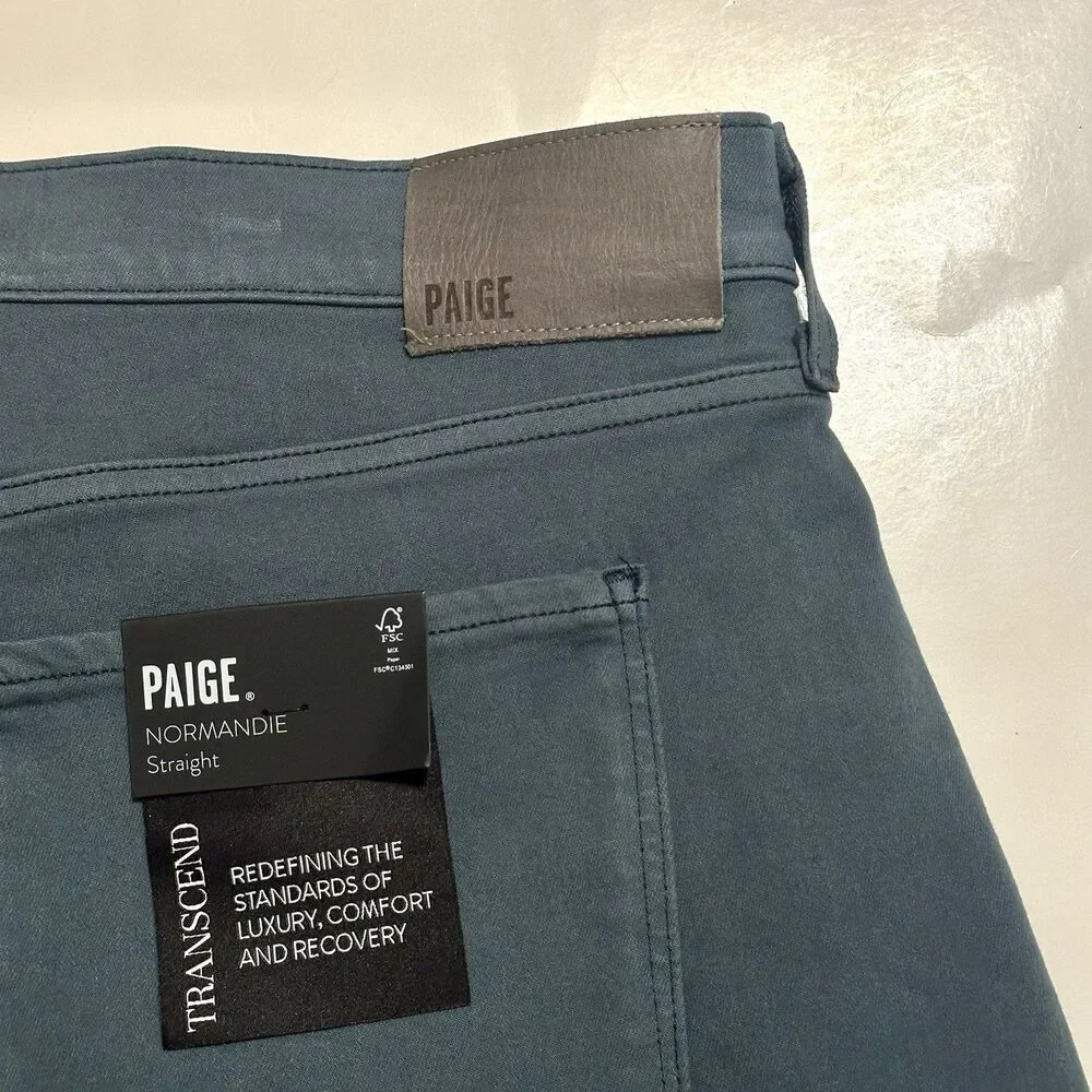 PAIGE Jeans Men’s Size 44 NORMANDIE Straight Blue Storm Sky Stretch Denim Pants - Picture 14 of 15